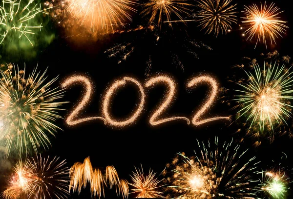 2022 Πρωτοχρονιάτικα Πυροτεχνήματα Φόντο Καλές Διακοπές Και Την Έννοια Του — Φωτογραφία Αρχείου