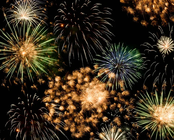 Año Nuevo Fuegos Artificiales Fondo Felices Fiestas Concepto Año Nuevo —  Fotos de Stock