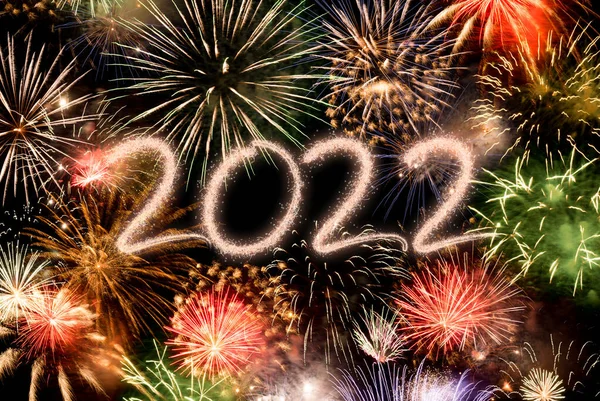 2022 Nuovo Anno Fuochi Artificio Sfondo Buone Vacanze Concetto Nuovo — Foto Stock