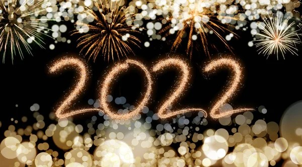 2022 Año Nuevo Fondo Fuegos Artificiales Felices Fiestas Concepto Año — Foto de Stock