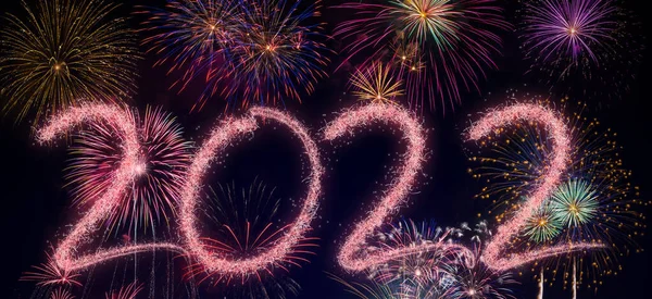 2022 Новогодний Фейерверк Фон Счастливые Праздники Новая Концепция Года — стоковое фото