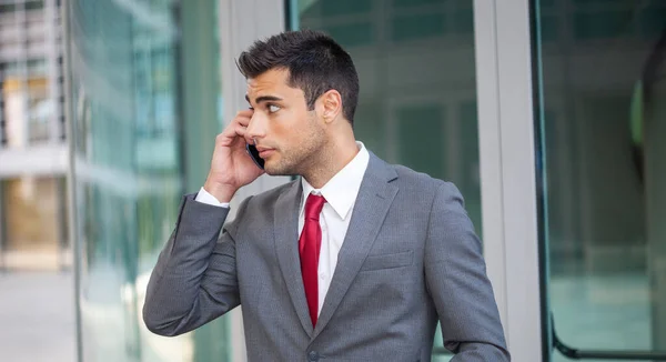 Retrato Homem Negócios Falando Telefone — Fotografia de Stock