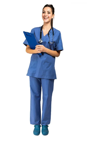 Nurse Portrait Isolated White Full Length — Stock Photo, Image