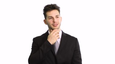 düşünceli işadamı üzerinde beyaz izole