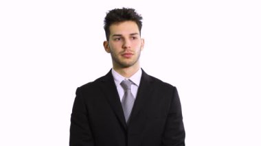 düşünceli işadamı üzerinde beyaz izole