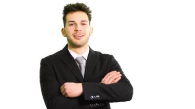 Genç yönetici portresi beyaz arkaplanda izole edildi