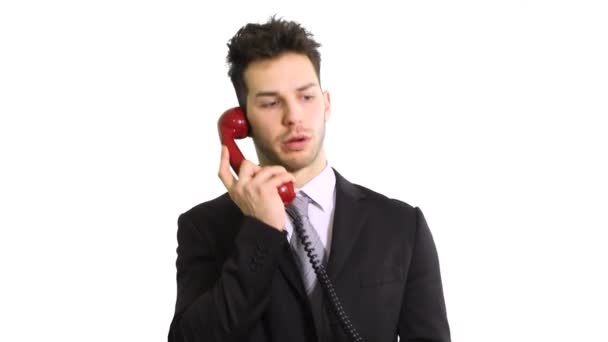 Злой Бизнесмен Кричит Телефону — стоковое видео