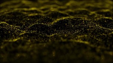 Soyut hareket arka planı altın parçacıkları parlıyor. Bokeh 'le parıldayan parçacıklar. Popüler, modern, noel, yeni yıl, bayram, düğün geçmişi