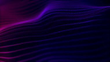 Abstract digital color wave with flowing small particles dance motion on wave and light abstract background. Cyber or technology background. Plexus fantasy abstract technology