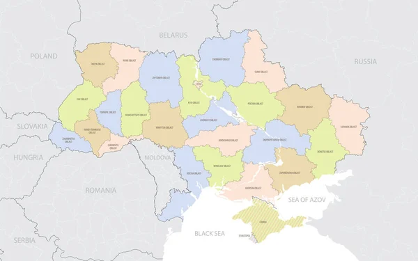 Detaillierte Karte Der Lage Der Ukraine Europa Mit Den Administrativen — Stockvektor