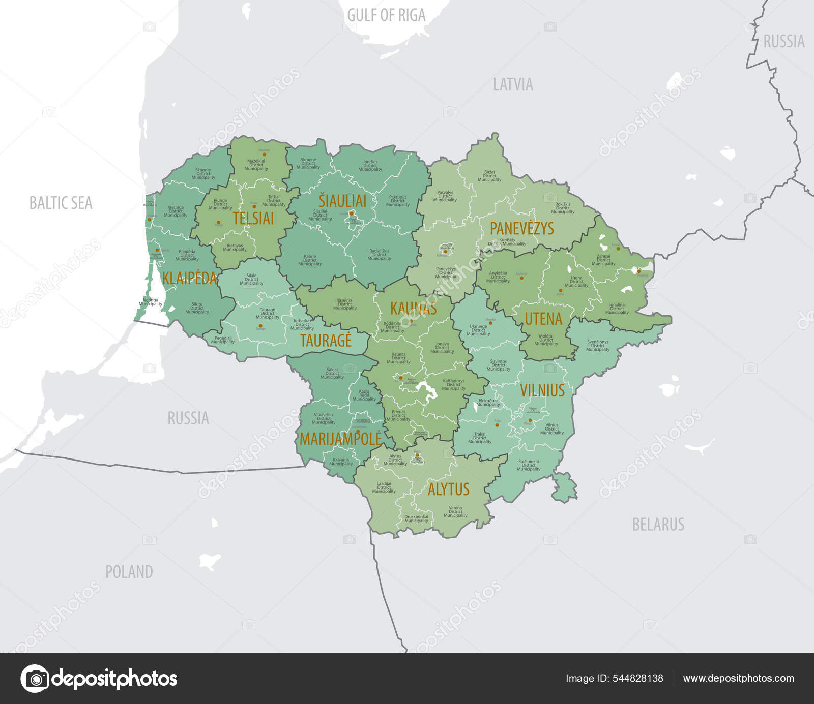 Vetores de Mapa Vetorial Detalhado Das Regiões De Portugal Com