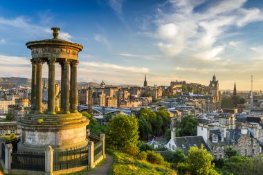 View of the castle from Calton Hill at sunset clipart