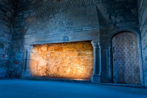 Cold and warm light in a medieval castle — Stock Photo, Image