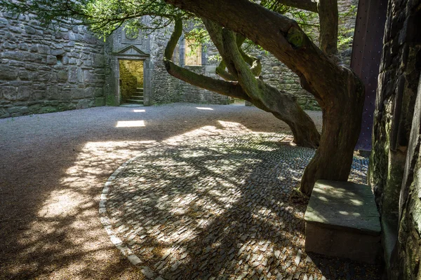 Вход во двор средневекового замка — стоковое фото