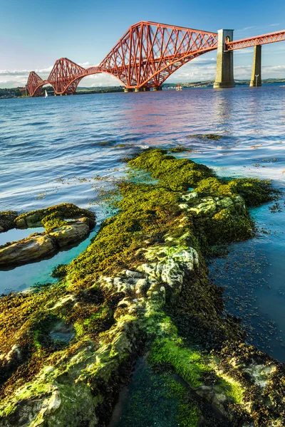 Mořské řasy a dále silniční most ve Skotsku — Stock fotografie