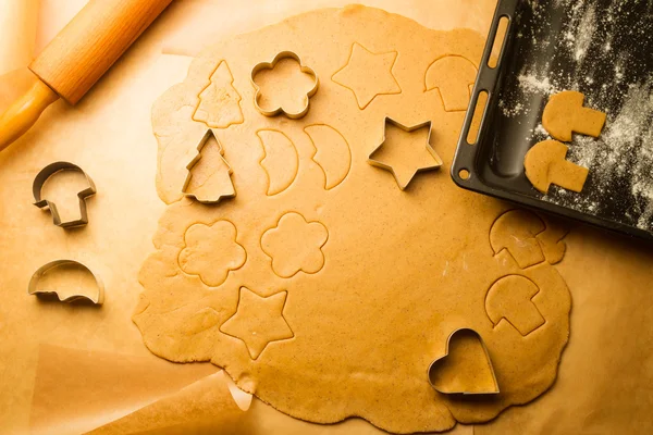 Primo piano dei biscotti di pan di zenzero fatti in casa — Foto Stock