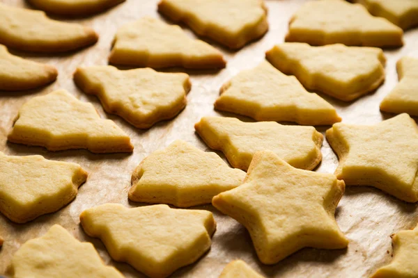 Closeup freshly baked Christmas cookies — Stock Photo, Image