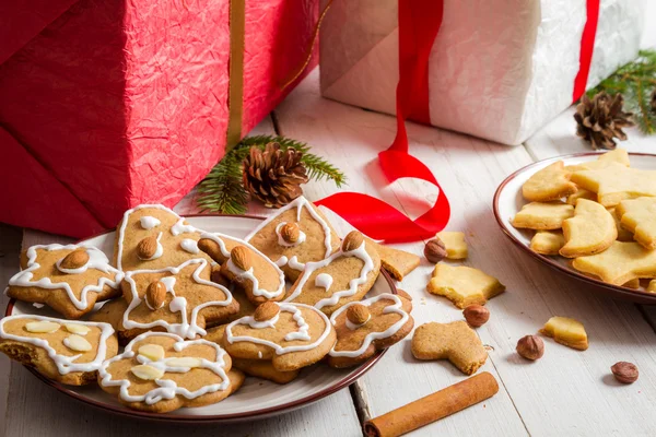 Homemade christmas decorations and cookies Gift — Stock Photo, Image