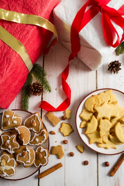 Christmas view on the homemade gifts and cookies — Stock Photo, Image