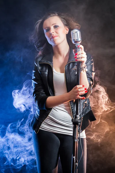 Young singer on the stage — Stock Photo, Image