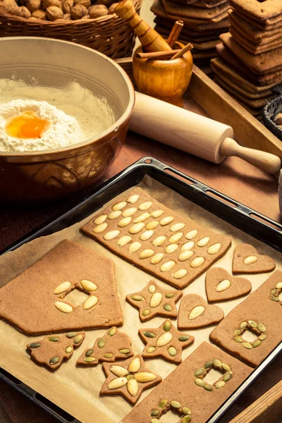 ジンジャーブレッドのクッキーのための原料 — ストック写真