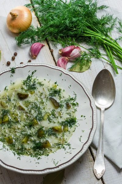 Dill als perfekte Ergänzung zur Gurkensuppe — Stockfoto