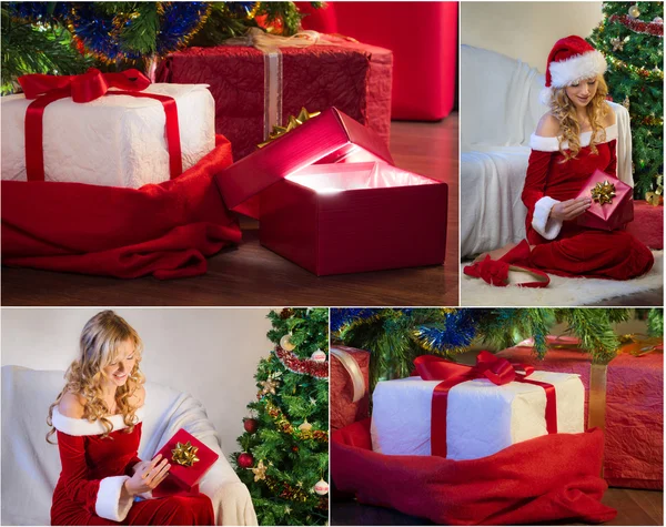 Vykort till jul med julgran och gåvor nr 2 — Stockfoto
