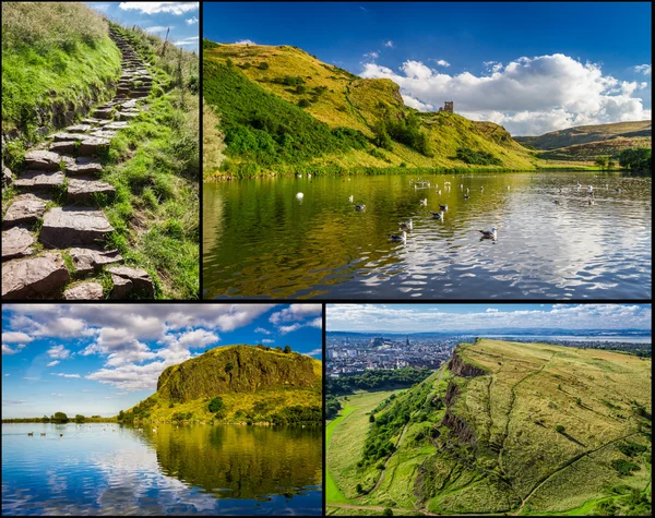 Postcard from the top of Arthur Seats in Edinburgh — Stock Photo, Image