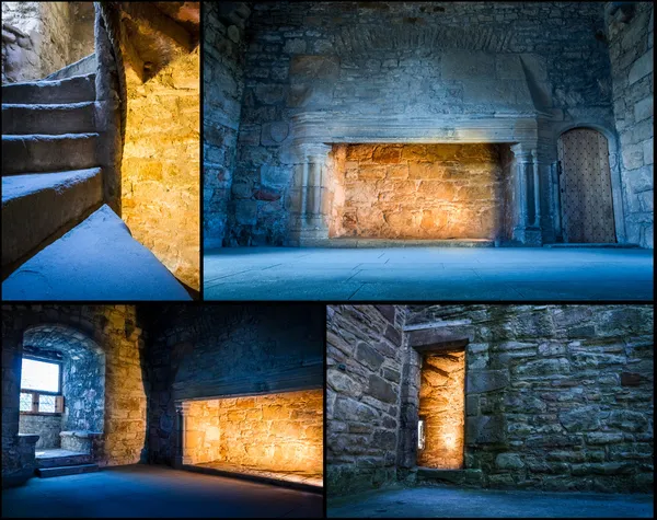 Postal de luz cálida y fría en castillo medieval — Foto de Stock
