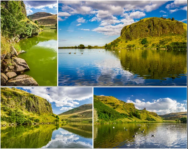 Postcard, lake in sunny Edinburgh — Stock Photo, Image