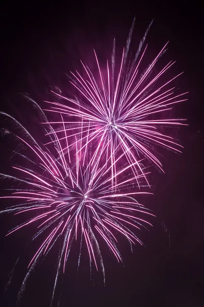 Red fireworks during the celebrations at night — Stock Photo, Image