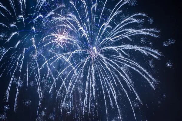 Blue big fireworks during the celebrations at night — Stock Photo, Image