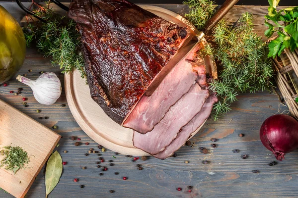 Fresh piece of smoked ham — Stock Photo, Image