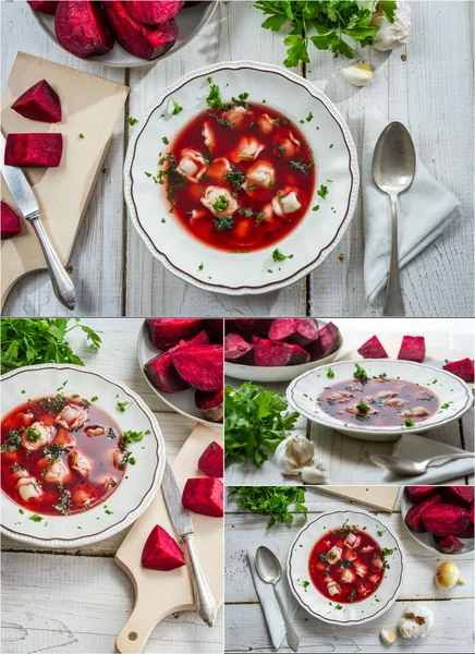 新鮮な野菜から作られたボルシチ スープ — ストック写真
