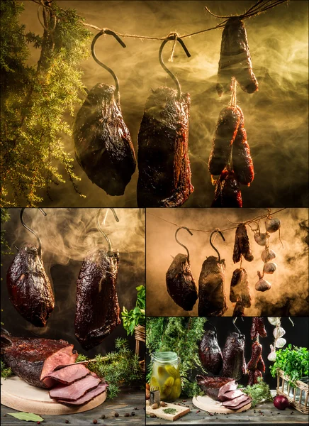 SMOKEHOUSE met zelfgemaakte ham — Stockfoto