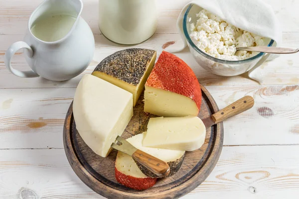 Closeup of fresh and healthy dairy products — Stock Photo, Image