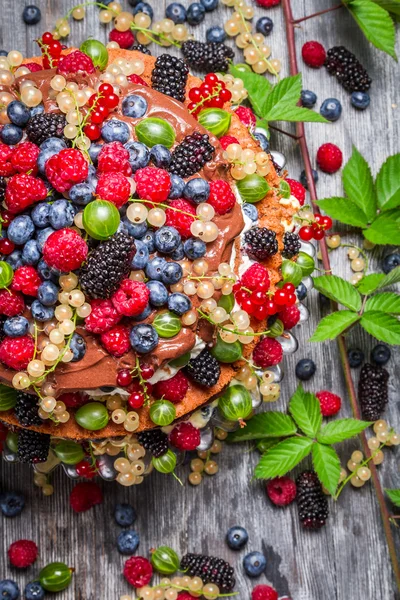 Torta al cioccolato a base di frutti di bosco — Foto Stock