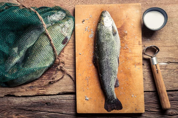 Zubereiten von frisch gefangenem Abendessen — Stockfoto