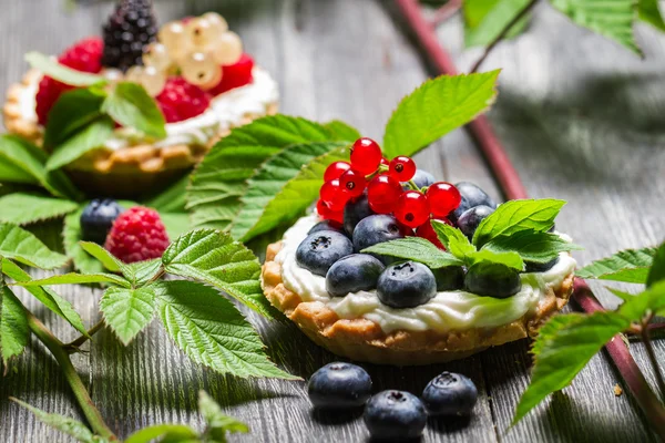 Kleiner Cupcake mit Beerenfrüchten — Stockfoto