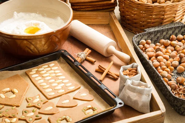 Preparazione per Natale cottura pan di zenzero — Foto Stock