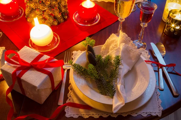 Assento na mesa da véspera de Natal — Fotografia de Stock