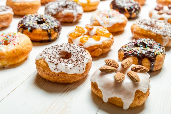 Large group of glazed donuts — Stock Photo, Image