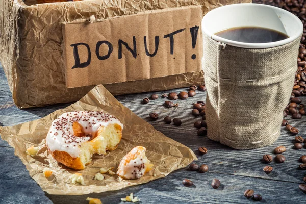 Closeup of donuts with coffee — Stock Photo, Image