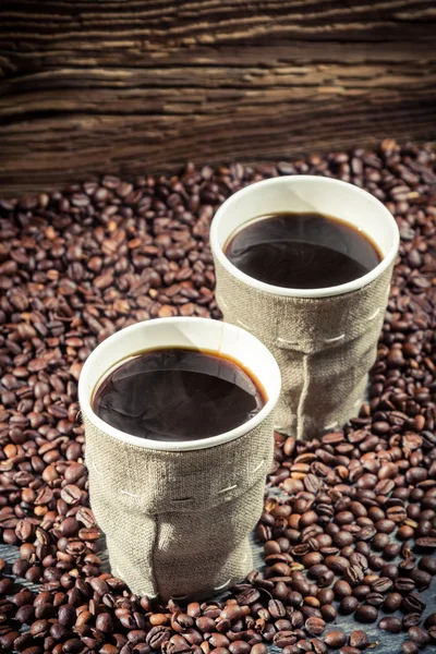 Iki taze sıcak kahve — Stok fotoğraf