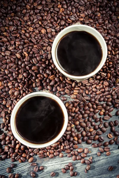 Mugs of hot coffee for two — Stock Photo, Image