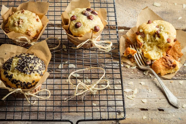 Enjoy your fresh vanilla muffins — Stock Photo, Image