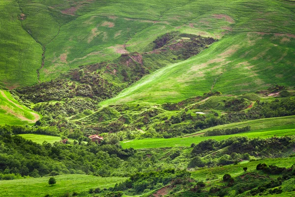 Valle verde en las montañas de Toscana — Foto de Stock