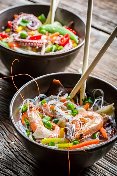 Chinese mix vegetables with seafood — Stock Photo, Image