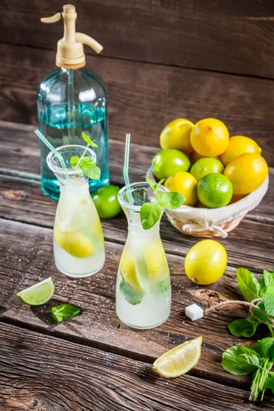 Fresh lemonade with fruit and mint — Stock Photo, Image