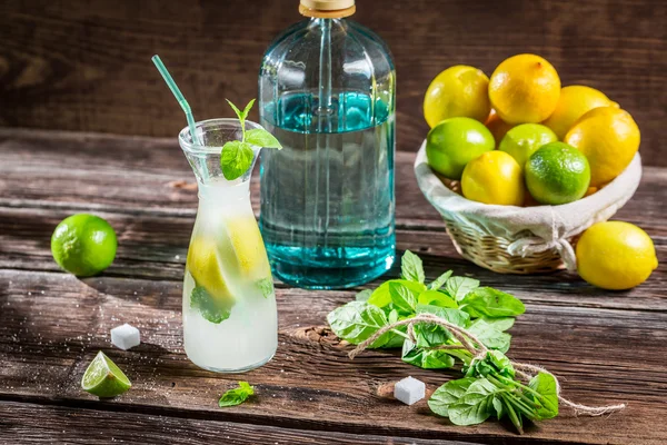 Minuman lemon dengan daun mint dan buah jeruk — Stok Foto